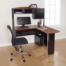 L-Shaped Desk with Hutch CHERY - BLACK